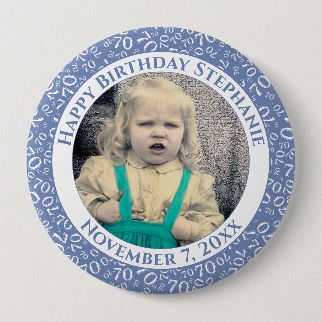 Photo 70th Random Number Pattern| Blue/White Button (Front)