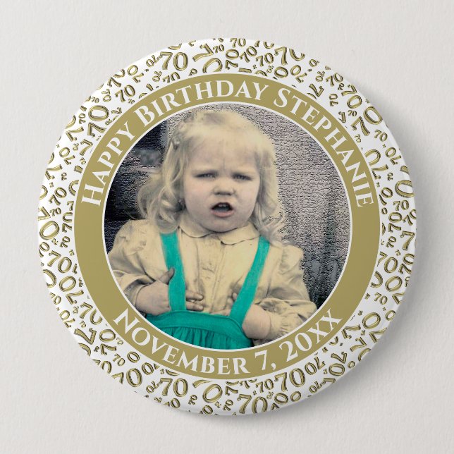 Photo 70th Random Number Pattern| Gold/White Button (Front)