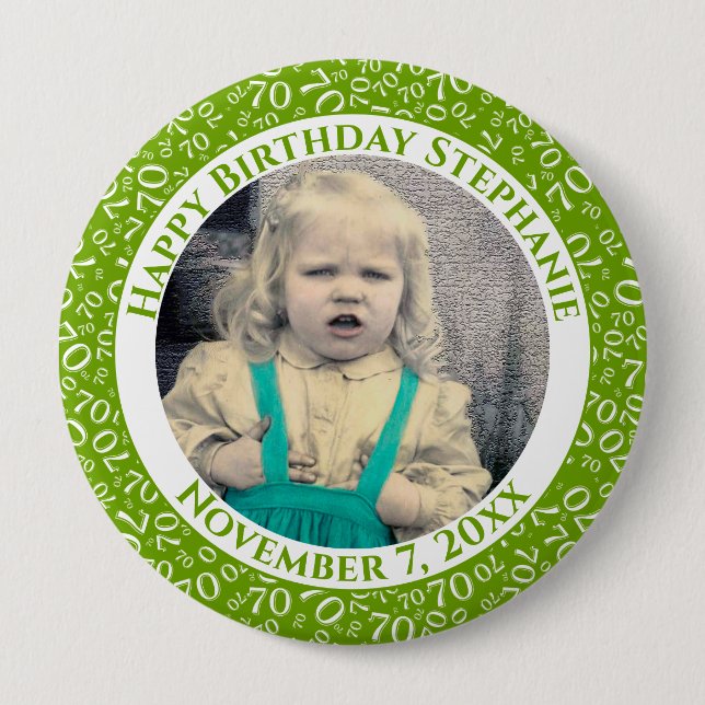 Photo 70th Random Number Pattern| Green/White Button (Front)