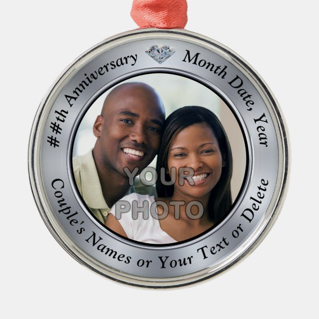 Photo 75th, 60th or 10 Year Anniversary Ornament (Front)