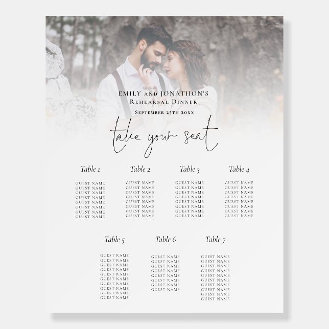 Photo 7 Table Rehearsal Dinner Seating Chart Foam Board (Front)