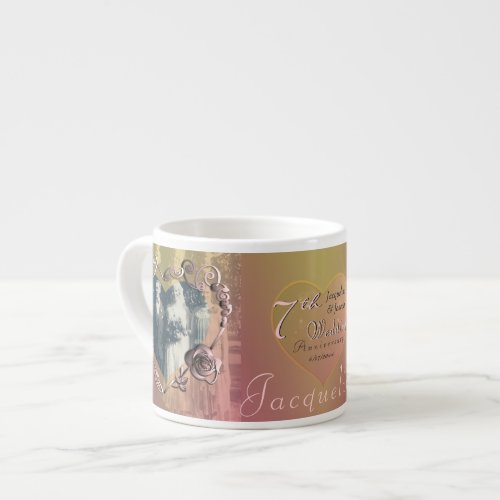 Photo 7th Wedding Anniversary Coppery Rose Espress Espresso Cup