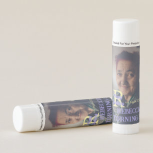 Photo 80th birthday add name date modern purple ye lip balm