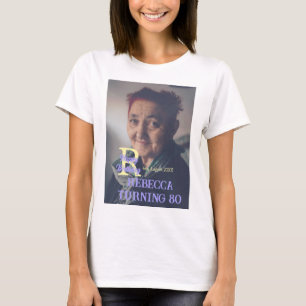 Photo 80th birthday add name date modern purple ye T-Shirt