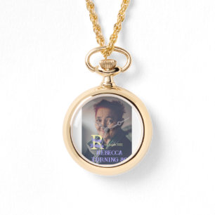 Photo 80th birthday add name date modern purple ye watch
