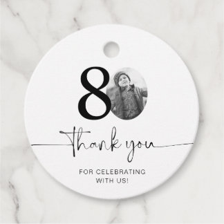 Photo 80th Birthday Thank You Favor Tags