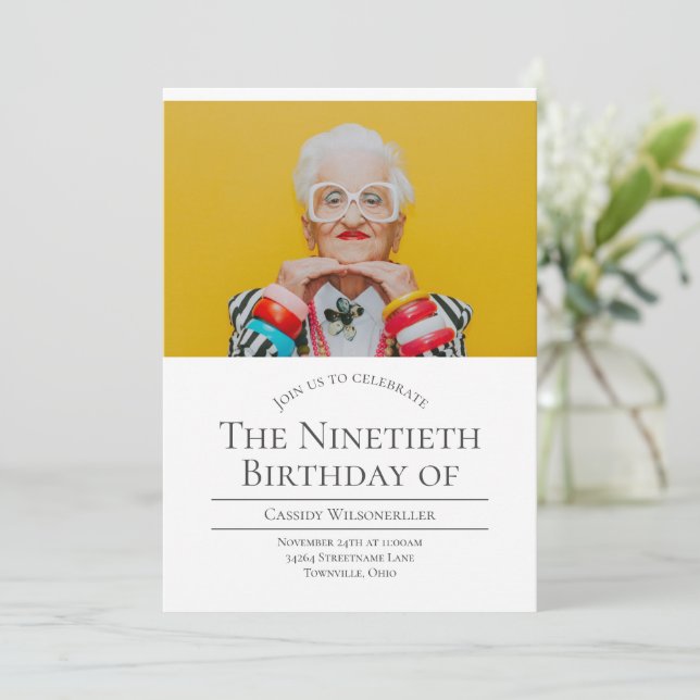 Photo 90 Birthday  Invitation (Standing Front)