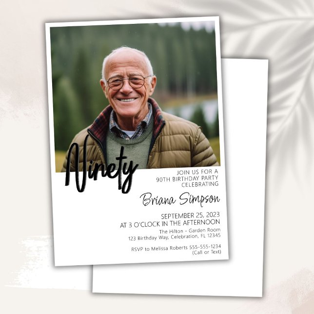 Photo 90th Birthday Invitation (Creator Uploaded)