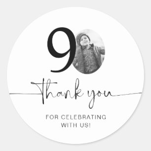 Photo 90th Birthday Thank You Classic Round Sticker