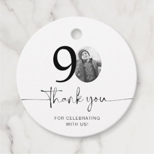 Photo 90th Birthday Thank You Favor Tags