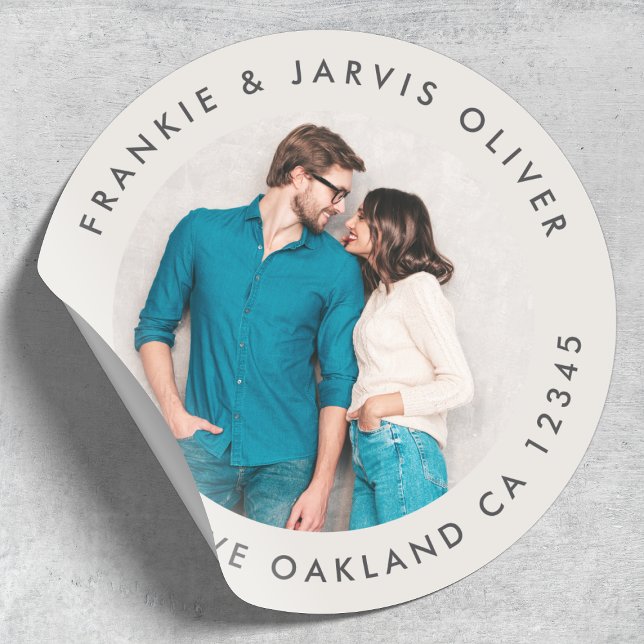Photo Address Sticker | Round Envelope Seal Label (Custom photo return address label by Guava - stylish, modern, and fully customizable)