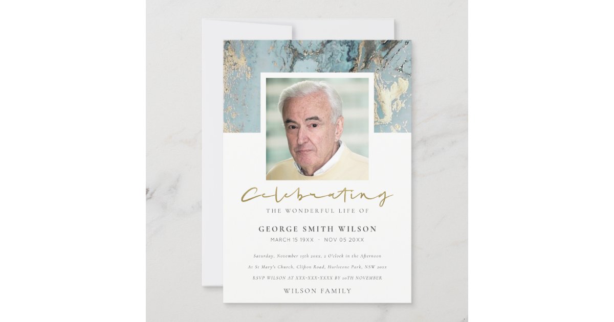 PHOTO AGATE CELEBRATING MEMORIAL SERVICE INVITE | Zazzle