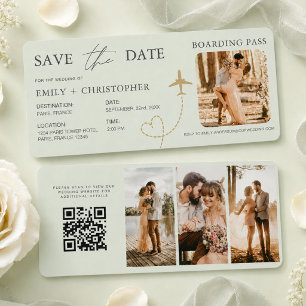 Photo Airplane Boarding Pass Plane Save the Date