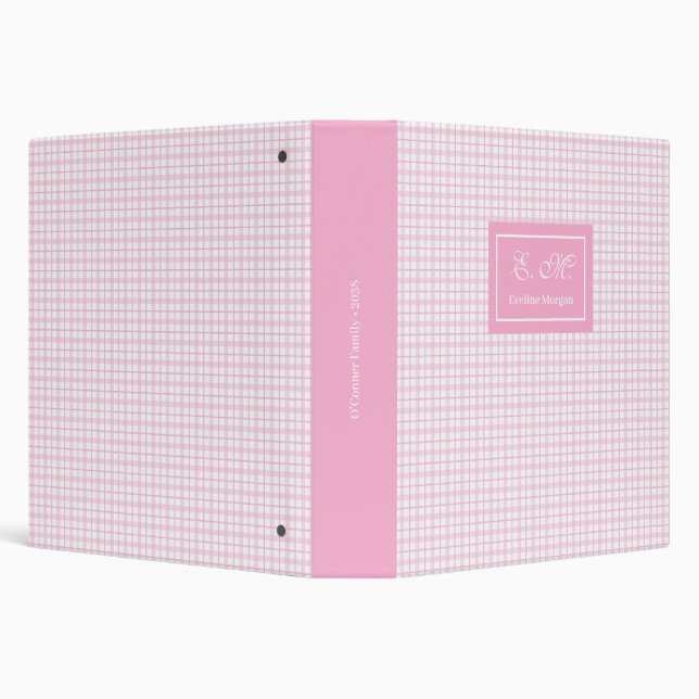 Photo Album 3 Ring Binder Pink Plaid Trendy Style (Background)