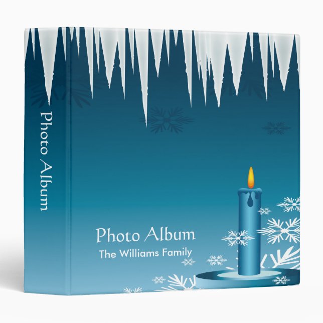 Photo Album Blue Candle and Icicles 3 Ring Binder (Front/Spine)