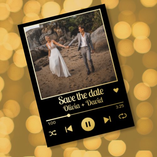 Photo Album Cover Music Playlist  Save the Date Foil Invitation