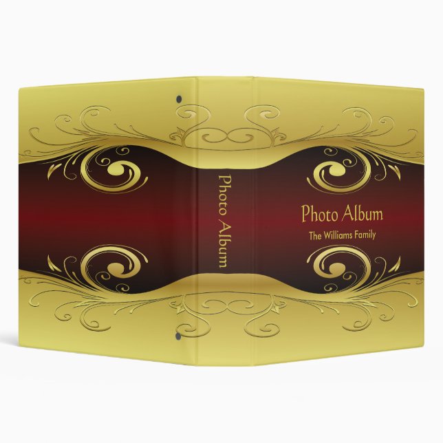 Photo Album Elegant Red and Gold 3 Ring Binder (Background)