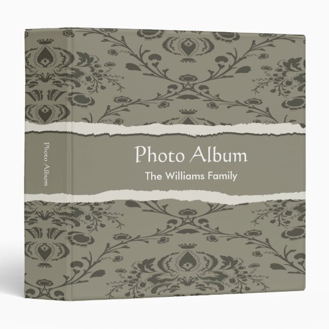 Photo Album Elegant Torn Pattern 3 Ring Binder (Front/Spine)