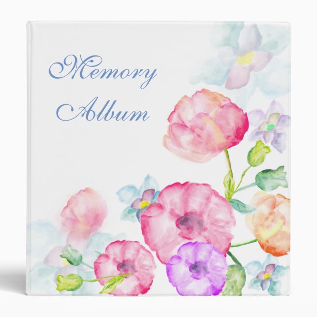 Photo Album Elegant Watercolor Floral Binder (Front)