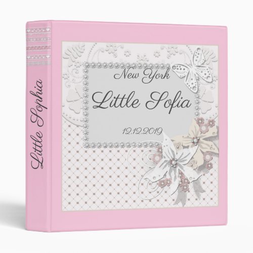 Photo album little girl baby pink scrapbooking 3 ring binder