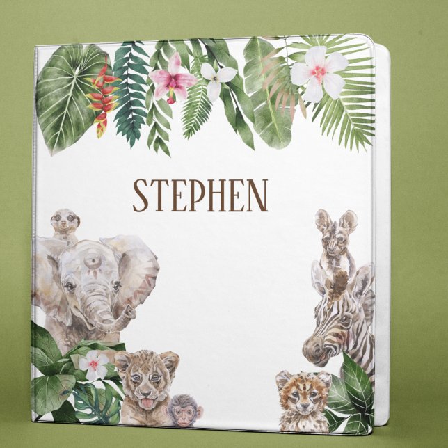 Photo Album Tropical Baby Jungle Animals Safari  3 Ring Binder (Creator Uploaded)