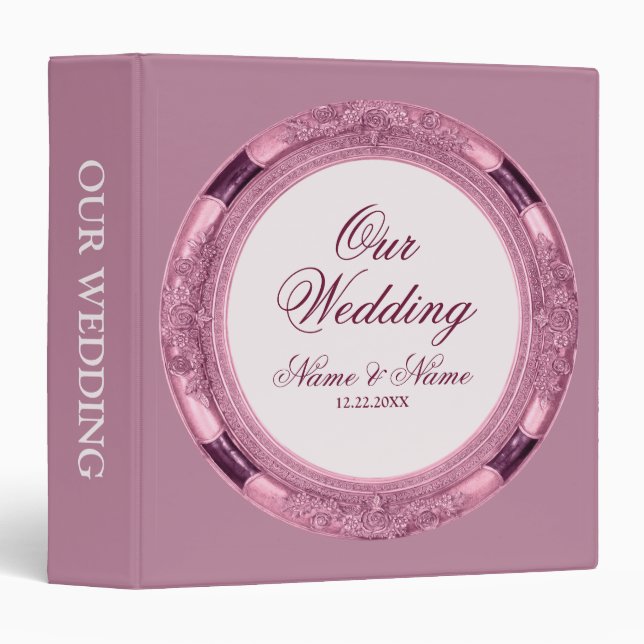 Photo Album Wedding Party Dusty Rose Blush Pink 3 Ring Binder (Front/Spine)