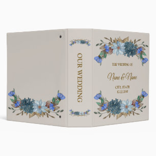 Photo Album Wedding Party Gift Name Blue Floral 3 Ring Binder