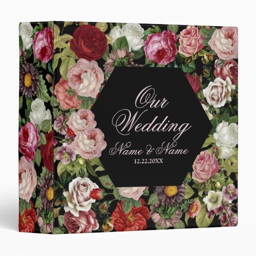 Photo Album Wedding PartyRed Pink Floral Greenery 3 Ring Binder