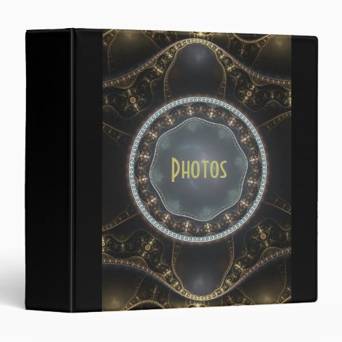 Photo Album with Metallic Steampunk Fractal Cover 3 Ring Binder