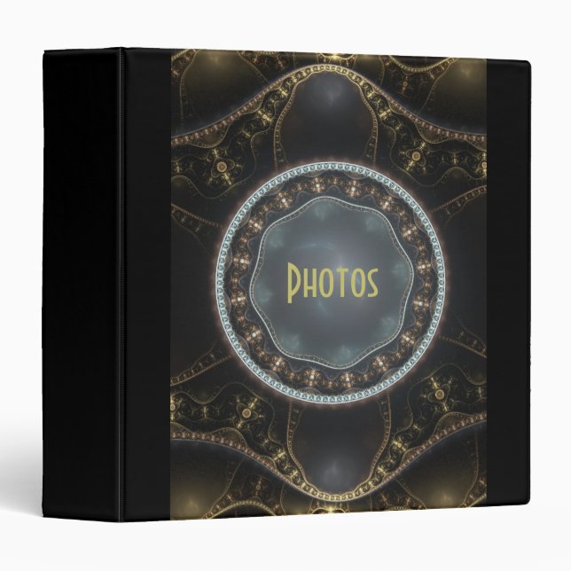 Photo Album with Metallic Steampunk Fractal Cover 3 Ring Binder (Front/Spine)