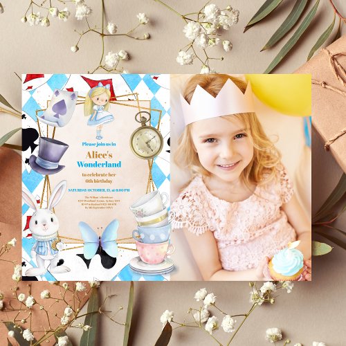 Photo Alice in Wonderland  Birthday  Invitation