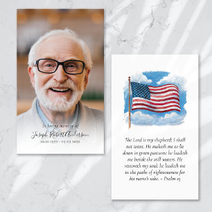 Photo American Flag Memorial Prayer Card