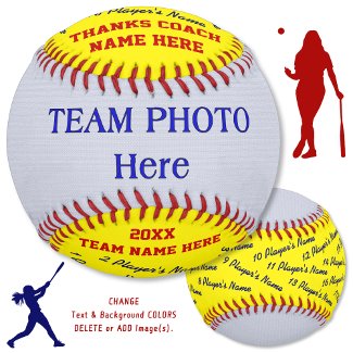 Photo and All Player's Names Softball Coach Gifts