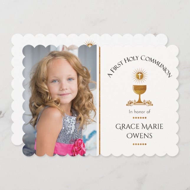 Photo and Chalis First Communion Invitation (Front/Back)