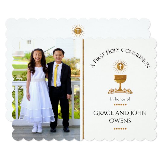 Photo And Chalis First Communion Invitation Twin Zazzle Com