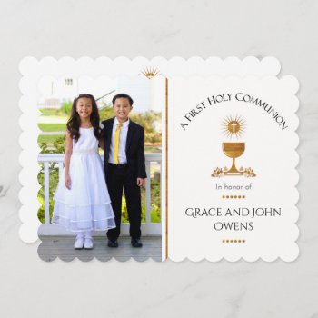 Photo And Chalis First Communion Invitation - Twin by OrangeOstrichDesigns at Zazzle