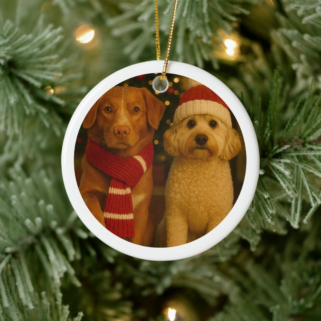 Photo and Custom Text Personalized Ceramic Ornament (Tree)