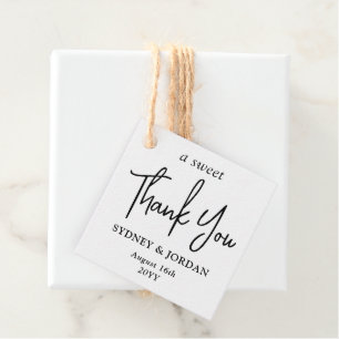 Photo and Modern Script A Sweet Thank You Wedding Favor Tags