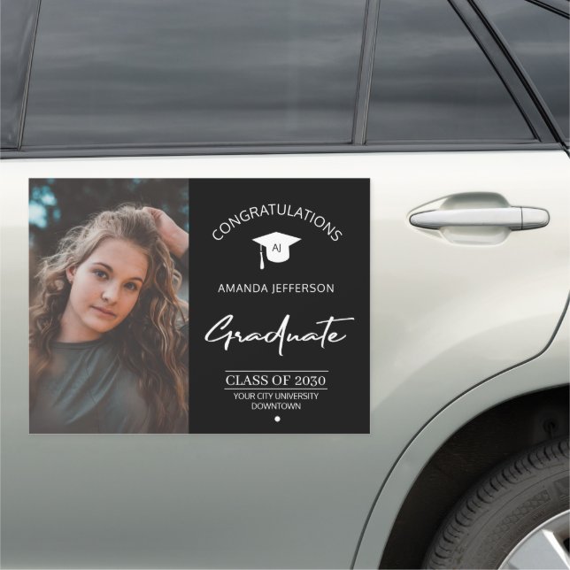 Photo and name congrats the graduate custom car magnet (In Situ)