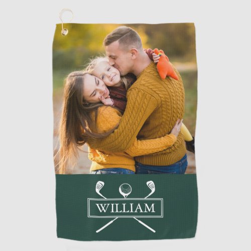 Photo And Name Emerald Green Golf Clubs Ball Golf Towel