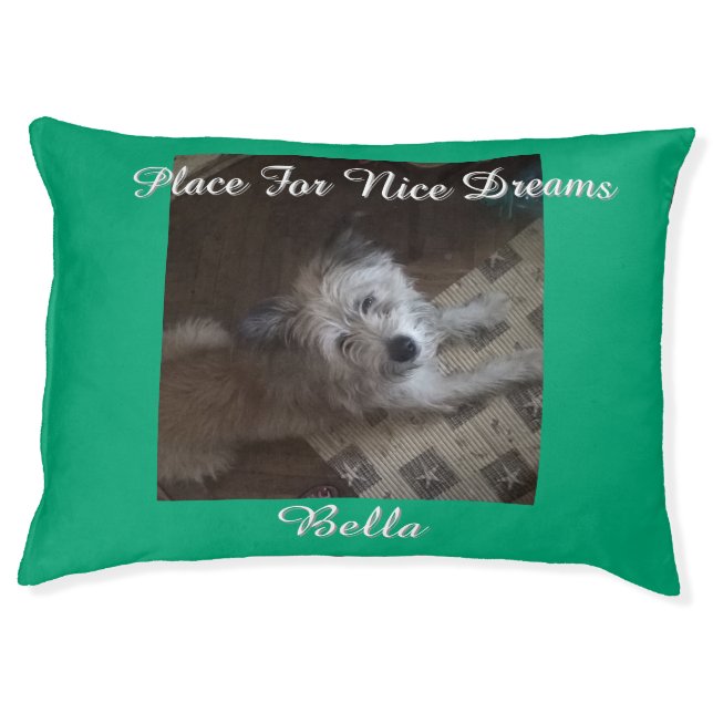 Photo and Name of Pet Replaceable , Funny Text,  Pet Bed (Front)