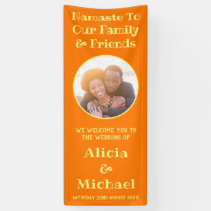 Photo And Name   Orange Yellow Wedding Welcome Banner
