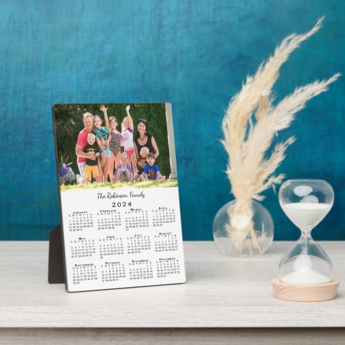 Photo and Name Personalized 2024 Calendar Desktop Plaque