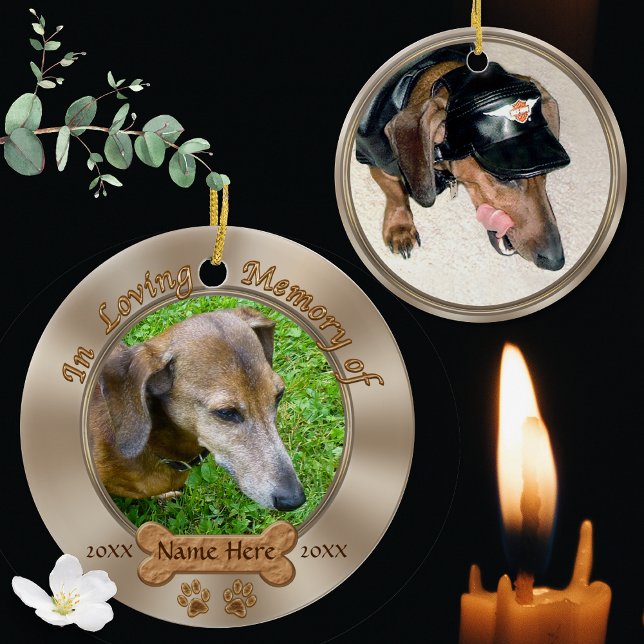 Photo and Name Personalized Dog Memorial Ornament (Creator Uploaded)