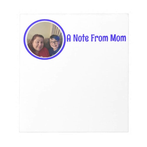 Photo and name personalized note from mom