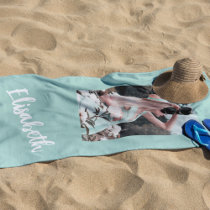 Photo and name script personalized beach towel