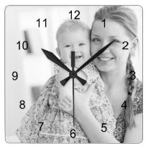 Photo and numbers, make your own square wall clock Photo and numbers, make your own square wall clock