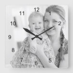Photo And Numbers, Make Your Own Square Wall Clock at Zazzle