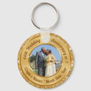 Photo and Personalised 50th Anniversary Favours Keychain