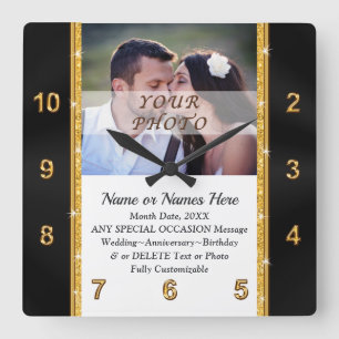 Photo and Personalised, Wall Clock Wedding Gift,